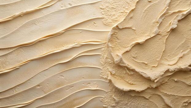 Textured Beige Surface with Wavy Lines and Thick Patches for Background or Design Element photo