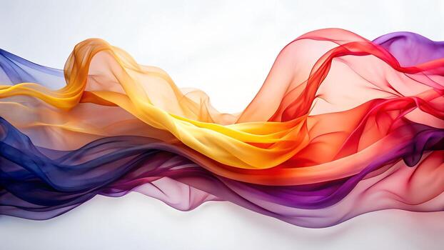 Of abstract flowing gradient fabric with vibrant colors, soft light, and elegant movement, creating a beautiful and ethereal visual experience photo