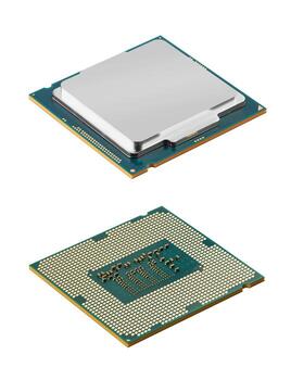 Computer processors CPU on a white photo