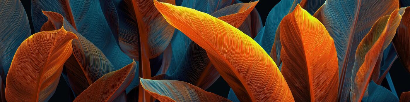 surreal botanical background with vivid colors. Panoramic photo