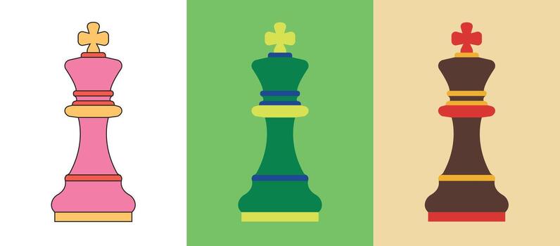 Design chess king different colorf palette unique vector