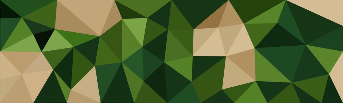 An earthy low-poly background featuring a blend of green and beige triangles, creating a natural and textured geometric pattern. vector