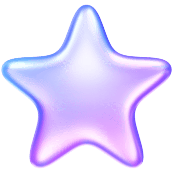 3D star icon in translucent purple blue glass style, symbolizing rating, favorite, bookmark, success, or achievement png