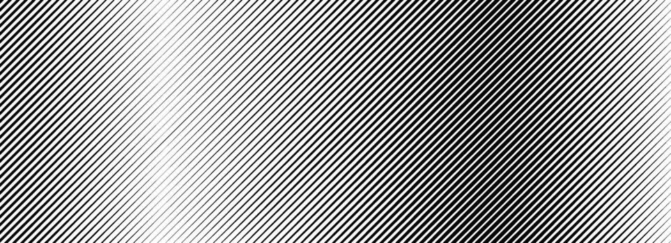 Halftone line gradient texture. Black diagonal stripe gradation background. Repeated slanted strokes pattern backdrop. Vibrating parallel lines wallpaper. Vanish oblique moire overlay vector