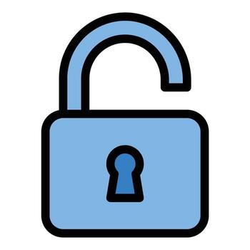 Unlock icon flat line style illustration representing access granted and removal of restrictions suitable for security systems authentication processes and user access control projects vector