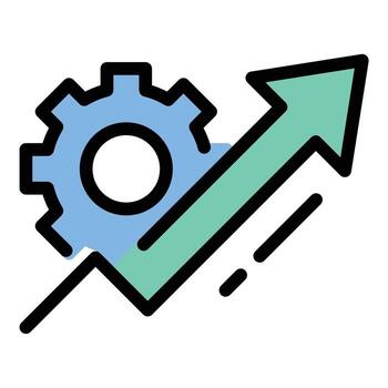 Increase icon flat line style illustration representing growth and upward progress suitable for business reports financial dashboards and performance tracking projects vector