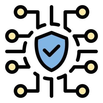Cyber security icon flat line style illustration representing digital protection and data privacy suitable for IT infrastructure security software and online safety projects vector