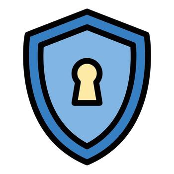 Protection shield icon flat line style illustration representing safety and security measures suitable for antivirus software cybersecurity platforms and privacy protection projects vector