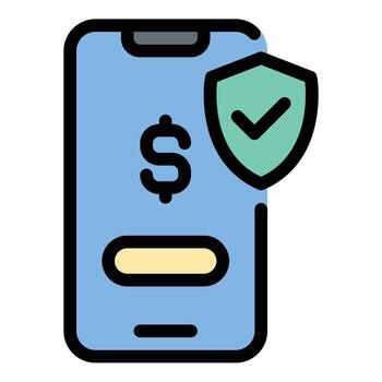 Online payment protection icon flat line style illustration representing secure transactions and financial safety suitable for e commerce platforms banking apps and cybersecurity projects vector
