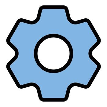 Settings icon flat line style illustration representing configuration and customization options suitable for app interfaces system controls and user preference tools projects vector