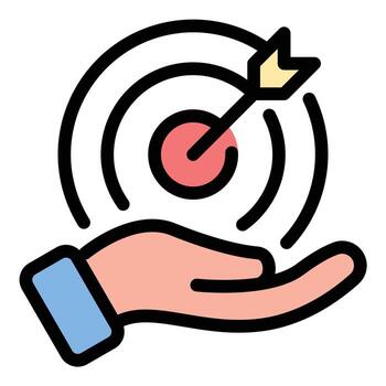 Target icon flat line style illustration representing goals and focus suitable for marketing strategies business planning and productivity tools projects vector