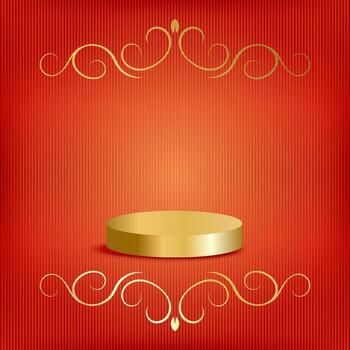 Golden platform on red background vector
