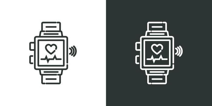 salud rastreador línea icono. el salud rastreador icono en el reloj inteligente muestra un dinámica corazón Velocidad animación adecuado para aptitud aplicaciones, médico sitios web, y tecnología presentaciones vector