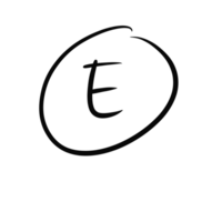 Capital Letter E in a Black Circle Grading Symbol png