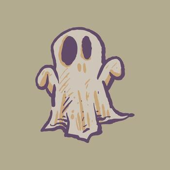 Raw Hand drawn vintage ghost sheet element for halloween with hand gesture questioning vector