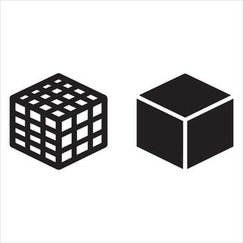 Two cubes one complex one simple geometric shapes vector