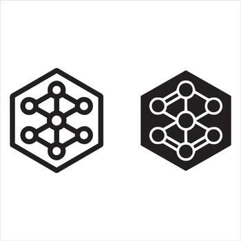 Geometric network structure emblem in outline and solid forms vector