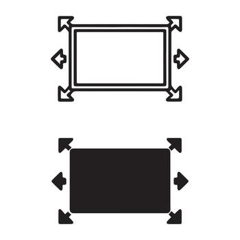Two rectangular shapes with resize arrows indicating expansion vector