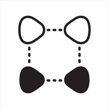 Abstract geometric shapes connected by dashed lines vector