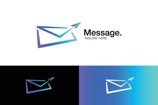 mensaje logo icono móvil aplicación negocio con elemento sobre y papel avión moderno concepto vector