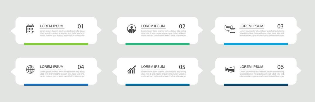6 infographics data tab index template. Illustration business abstract background. vector