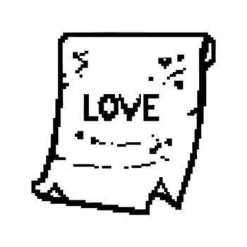 píxel Arte Desplazarse con amor texto, retro negro y blanco papel Nota mensaje, romance, nostalgia, digital 8 poco diseño vector