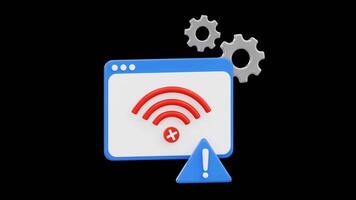 3d Wi-fi conexão falhou navegador janela erro animação, alfa canal video