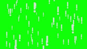 slinga animering av en grupp av utrop märken flygande mot de kamera på en grön bakgrund video