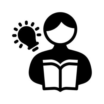 Learning and Idea Generation Icon. A Visual Representation of a Student Gaining Knowledge and Developing New Insights from Reading vector