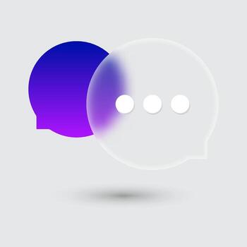 Minimalistic Purple and White Speech Bubbles with Dots for Chat, Message or Communication Icon vector