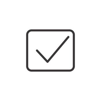 A line art icon of a checkmark inside a square or box, often used in checklists or forms to indicate selection or completion. vector