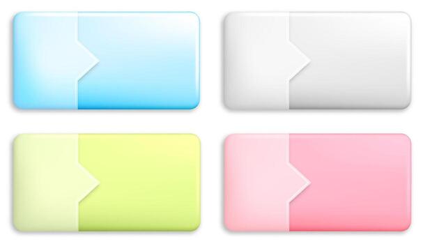 Rectangular blue button divided into areas with rounded corners vector