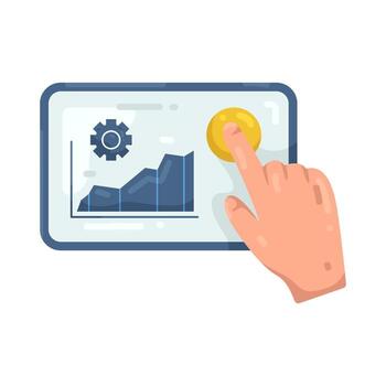 ilustración de mano conmovedor analítica tablero en pantalla táctil vector