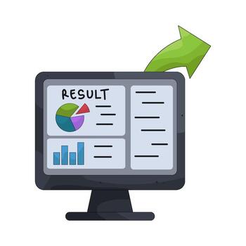 ilustración de computadora monitor mostrando negocio resultados vector