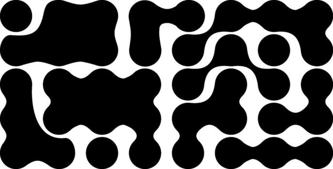 A black and white pattern with a few different shapes vector