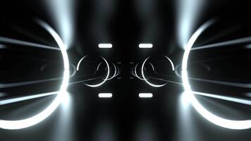 vit Spår med neon ringar och pulserande markeringar bakgrund vj slinga i 4k video