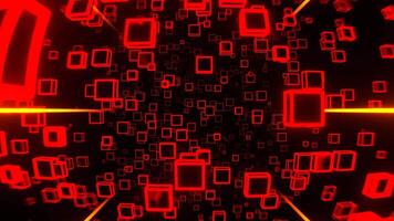 Red and Orange Movement in The Flow of Neon Cubes Background VJ Loop in 4K video