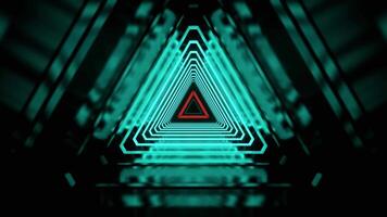 rosso e turchese neon pulsante triangolare informatica tunnel sfondo vj ciclo continuo nel 4k video
