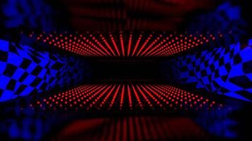 in profondità blu e rosso infinito neon puntini e dama sfondo vj ciclo continuo nel 4k video