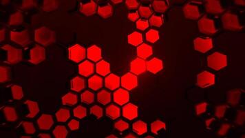 Red Cyber Abstraction with Hexagons Background VJ Loop in 4K video