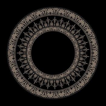 Endless European round pattern in Victorian style. Round frame. Round frame with Egyptian, Assyrian, Greek motifs. Pattern for border, frame. Ancient Greece, Roman Empire. For textiles, embroidery. vector