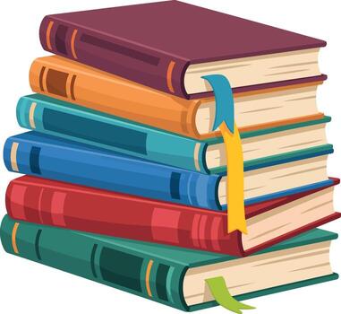 apilar de vistoso libros con marcadores en blanco antecedentes apilar de libros leyendo vector