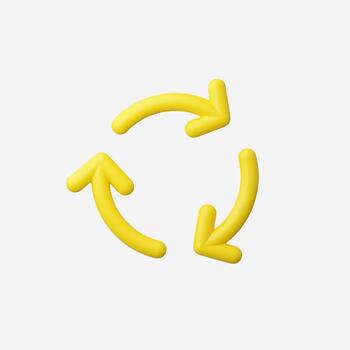 Dynamic yellow arrows depicting a continuous circular motion. vector