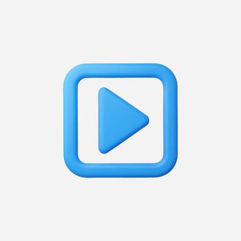 A blue play button icon in a simple, modern style. vector