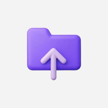 Purple folder with upload arrow vector