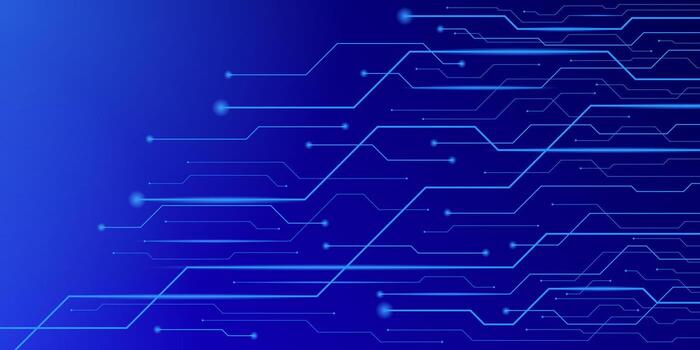 Tech blue circuit lines on dark background, ideal for digital and cybersecurity themes. vector