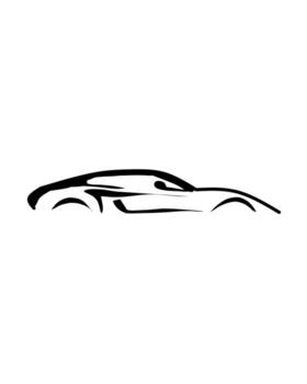 A sleek and minimalistic outline of a modern sports car, emphasizing speed, aerodynamic design, and elegance in a black silhouette style. vector