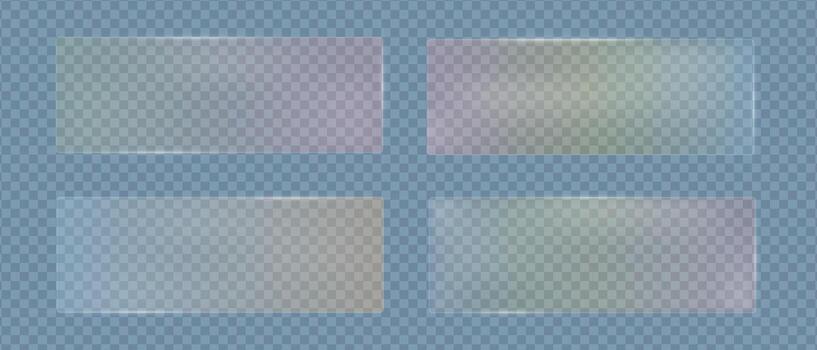 Glass rectangles rainbow gradient color with glare polycarbonate texture, Blurred geometric frames of glass texture, illustration vector