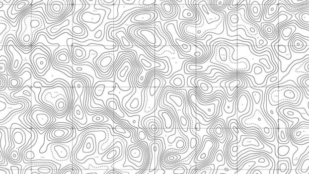 topographic line and dash terrain and mountain curve paths in geometric map vector