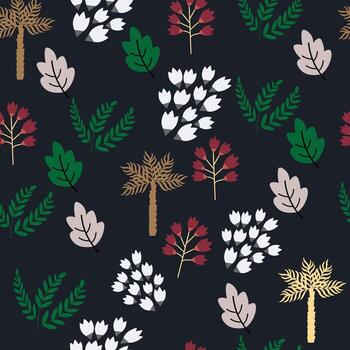 un modelo con hojas y palma arboles en un negro antecedentes vector